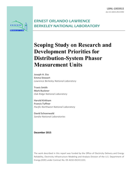 Scoping Study on Research and Development Needs for Distribution-System Phasor Measurement Units │I