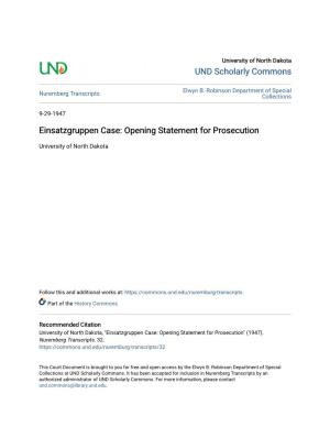 Einsatzgruppen Case: Opening Statement for Prosecution