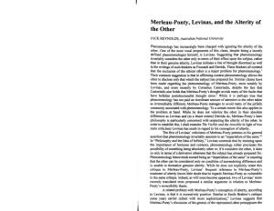 Merleau-Ponty, Levinas, and the Alterity of the Other