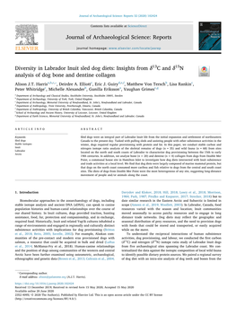 Diversity in Labrador Inuit Sled Dog Diets Insights from Δ13c and Δ15n Analysis of Dog Bone and Dentine Collagen