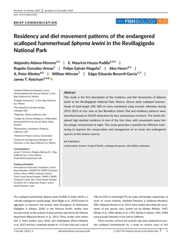 Residency and Diel Movement Patterns of the Endangered Scalloped Hammerhead Sphyrna Lewini in the Revillagigedo National Park