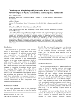 Chemistry and Morphology of Epicuticular Waxes from Various Organs of Jojoba