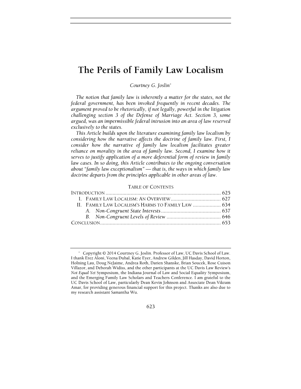 The Perils of Family Law Localism