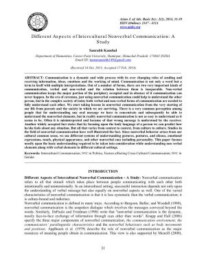 Different Aspects of Intercultural Nonverbal Communication: a Study