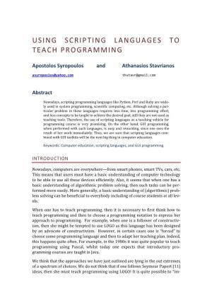 Using Scripting Languages to Teach Programming