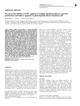 The Novel JAK Inhibitor CYT387 Suppresses Multiple Signalling Pathways, Prevents Proliferation and Induces Apoptosis in Phenotypically Diverse Myeloma Cells