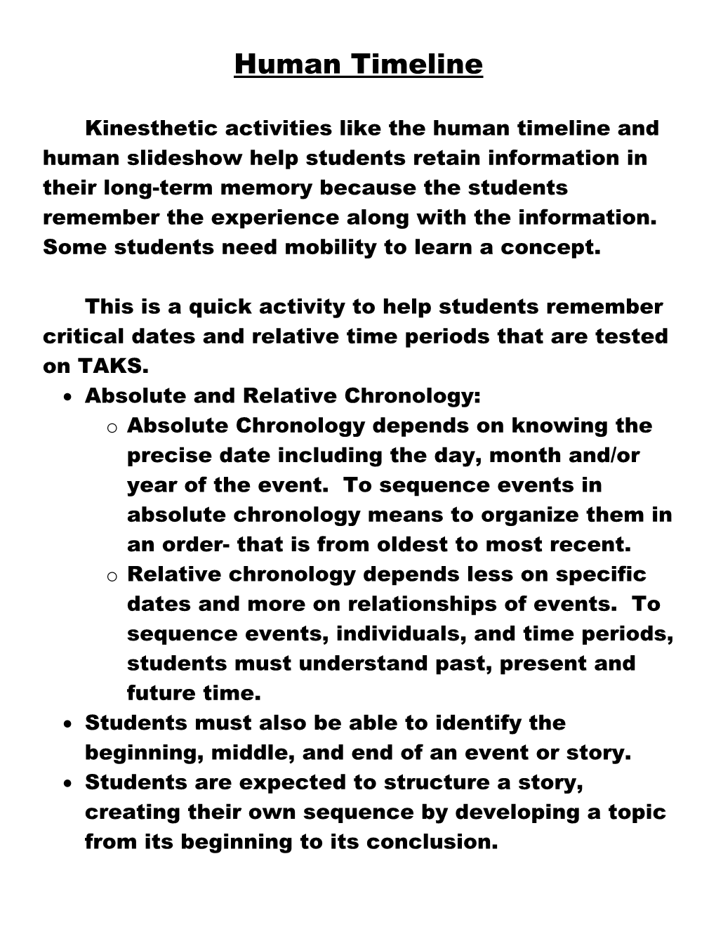 Human Timeline