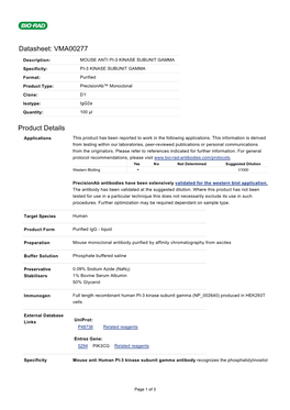 Datasheet: VMA00277 Product Details