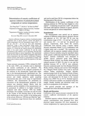 Determination of Osmotic Coefficients of Aqueous Solutions Of
