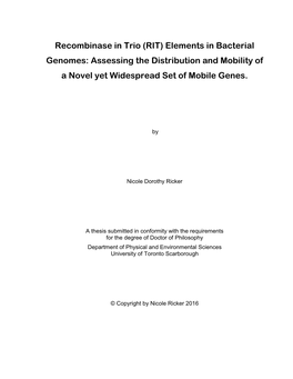 Recombinase in Trio (RIT) Elements in Bacterial Genomes: Assessing the Distribution and Mobility of a Novel Yet Widespread Set of Mobile Genes