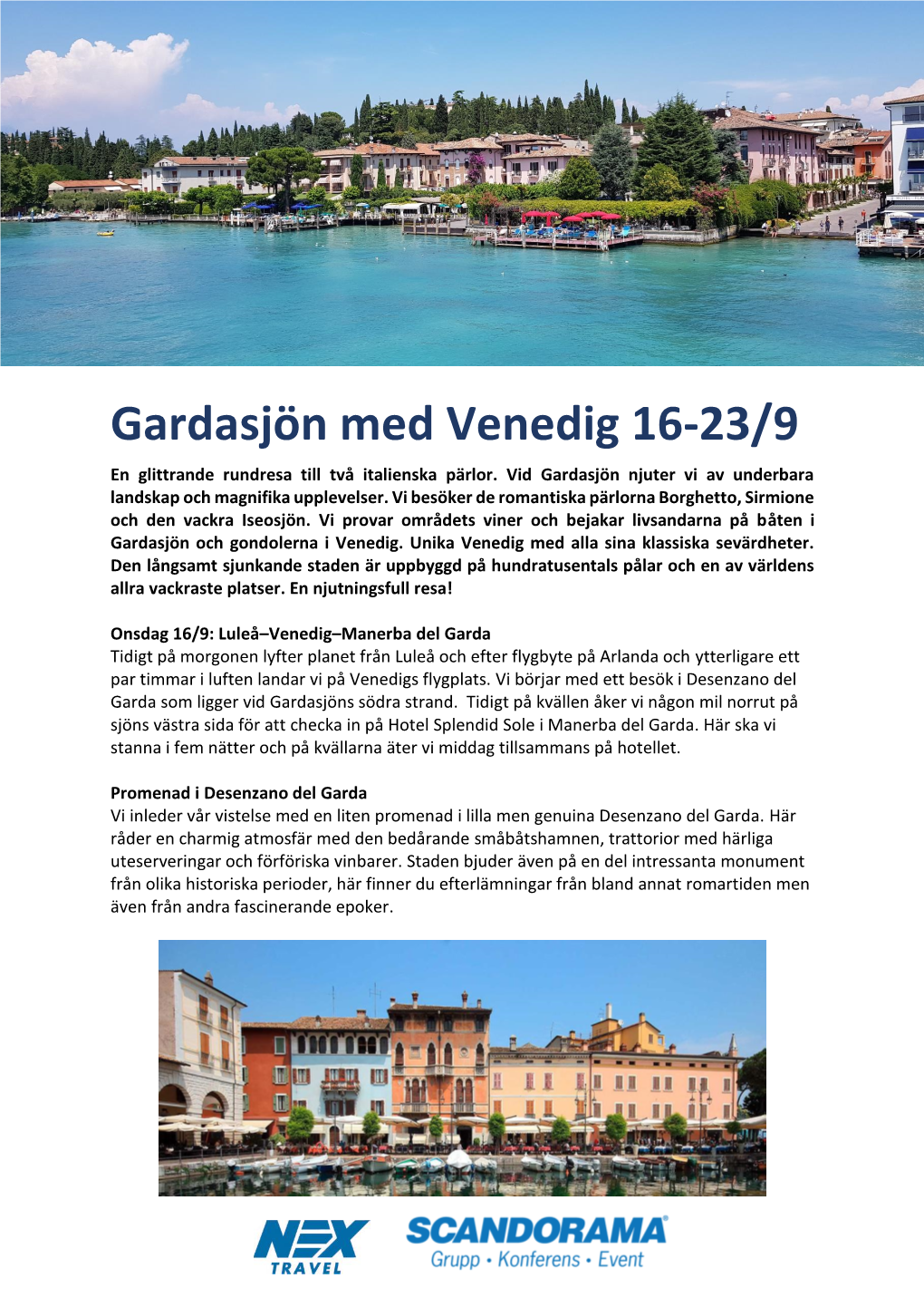 Gardasjön Med Venedig 16-23/9 En Glittrande Rundresa Till Två Italienska Pärlor