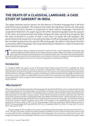 The Death of a Classical Language: a Case Study of Sanskrit in India