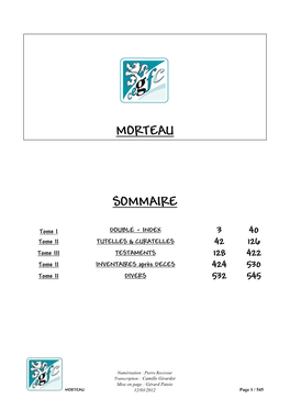 Morteau Sommaire