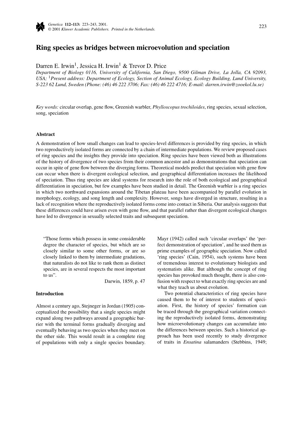 Ring Species As Bridges Between Microevolution and Speciation