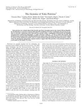 The Genome of Yoka Poxvirusᰔ Guoyan Zhao,1 Lindsay Droit,1 Robert B