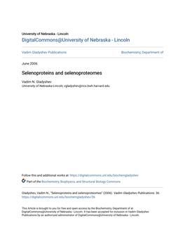 Selenoproteins and Selenoproteomes