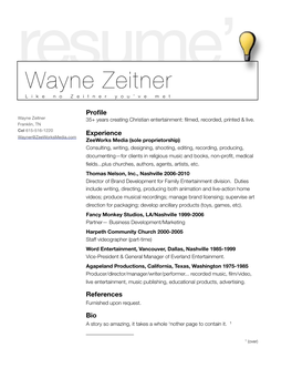 Wayne Zeitner Like No Zeitner You’Ve Met
