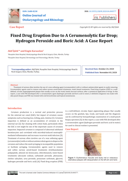 Fixed Drug Eruption Due to a Cerumenolytic Ear Drop; Hydrogen Peroxide and Boric Acid: a Case Report