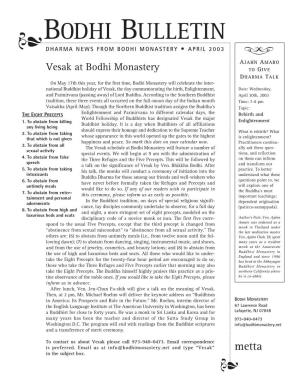 Bodhi Bulletin Dharma News from Bodhi Monastery • April 2003 ሟሠሡ