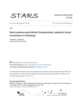 Real Loneliness and Artificial Companionship: Looking for Social Connections in Technology