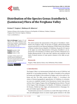 Distribution of the Species Genus Scutellaria L