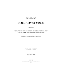Colorado Directory of Mines