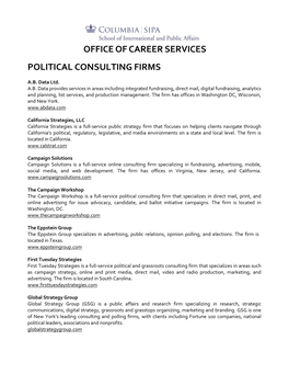 Office of Career Services Political Consulting Firms