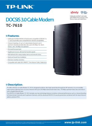 DOCSIS 3.0 Cable Modem TC-7610
