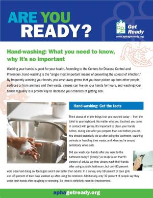 Hand-Washing: What You Need to Know, Why It's So Important