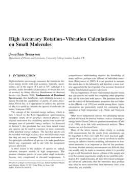 "High Accuracy Rotation--Vibration Calculations on Small Molecules" In