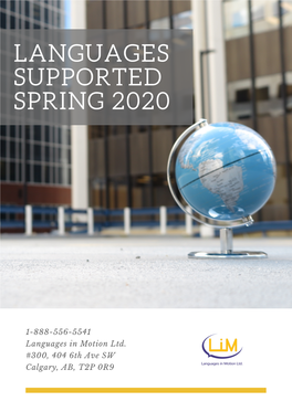 Languages Supported Spring 2020