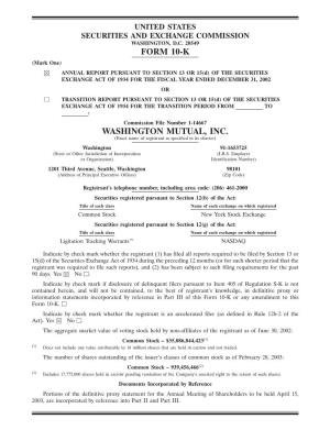 Form 10-K Washington Mutual, Inc