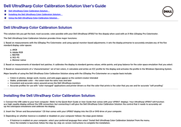 Dell Ultrasharp Color Calibration Solution User's Guide