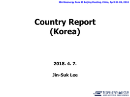 Transport Biofuels' R&D Roadmap in Korea