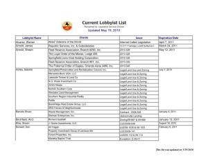 Current Lobbyist List Maintained By: Legislative Services Division Updated May 19, 2010