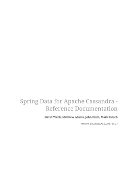 Spring Data for Apache Cassandra - Reference Documentation