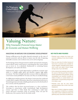 Valuing Nature: Why Venezuela’S Protected Areas Matter for Economic and Human Wellbeing