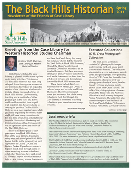 The Black Hills Historian 2011 Newsletter of the Friends of Case Library