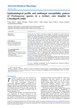 Epidemiological Profile and Antifungal Susceptibility Pattern of Trichosporon Species in a Tertiary Care Hospital in Chandigarh, India