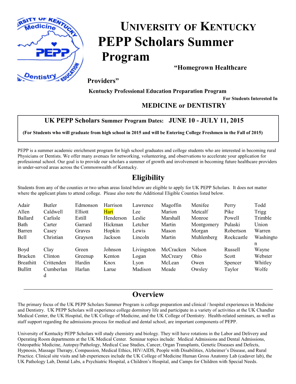 PEPP Scholars Summer Program