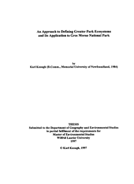 An Approach to Defining Greater Park Ecosystems and Its Application to Gros Morne National Park