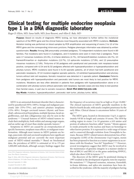Clinical Testing for Multiple Endocrine Neoplasia Type 1 in a DNA Diagnostic Laboratory Roger D