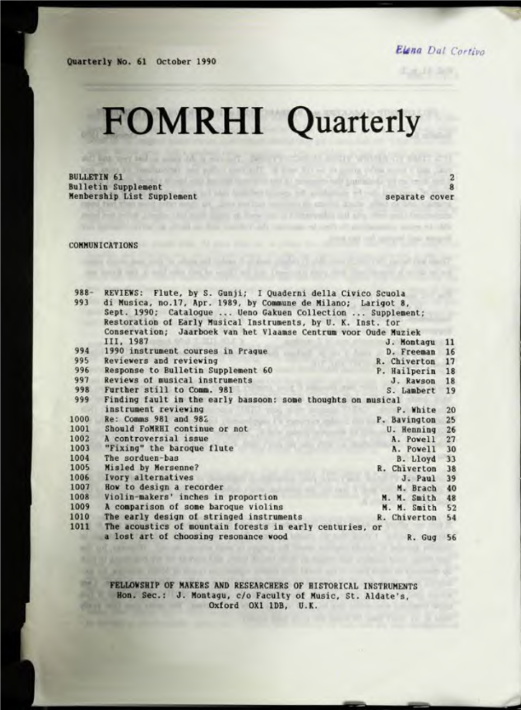 FOMRHI Quarterly