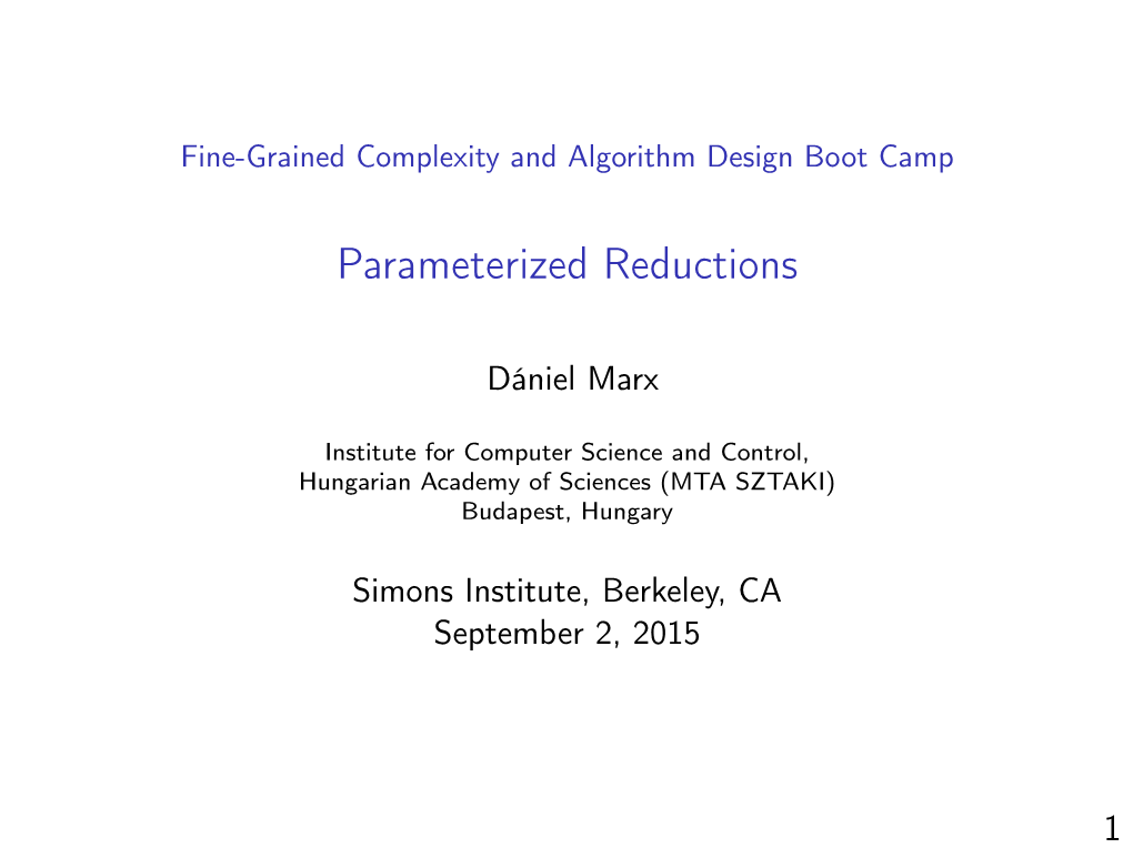 Parameterized Reductions