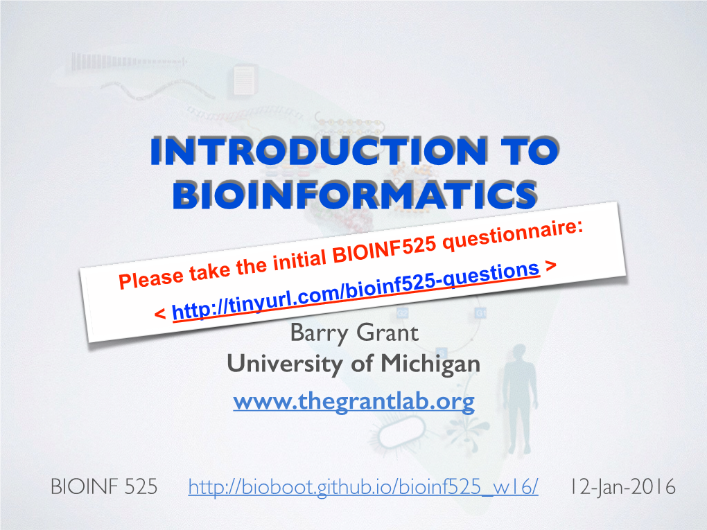 Introduction to Bioinformatics