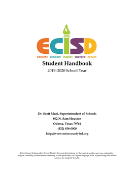 Student Handbook 2019–2020 School Year