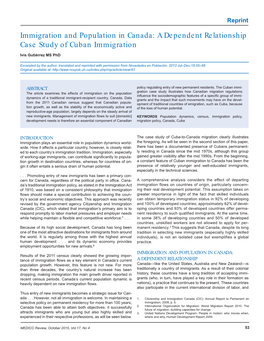 Immigration and Population in Canada: a Dependent Relationship Case Study of Cuban Immigration