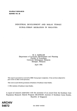 Industrial Development and Malay Female Rural-Urban Migration in Malaysia