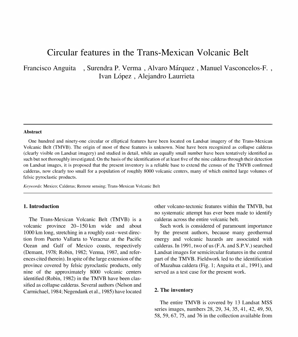 Circular Features in the Trans-Mexican Volcanic Belt