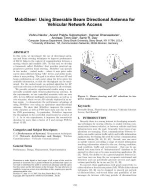 Using Steerable Beam Directional Antenna for Vehicular Network Access